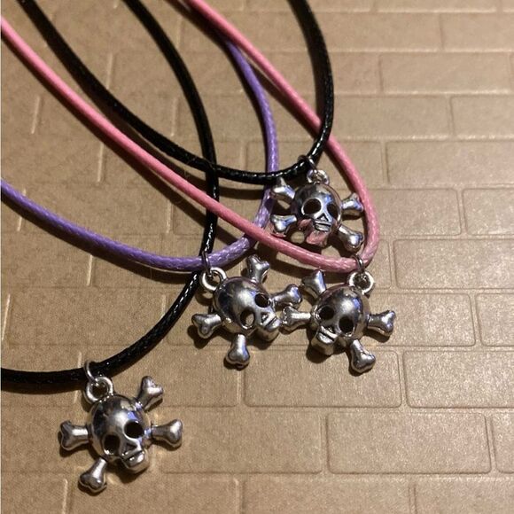 Minimalist, Stainless Steel Skull & Crossbones, W/ Adjustable Rope Necklace - Picture 5 of 12